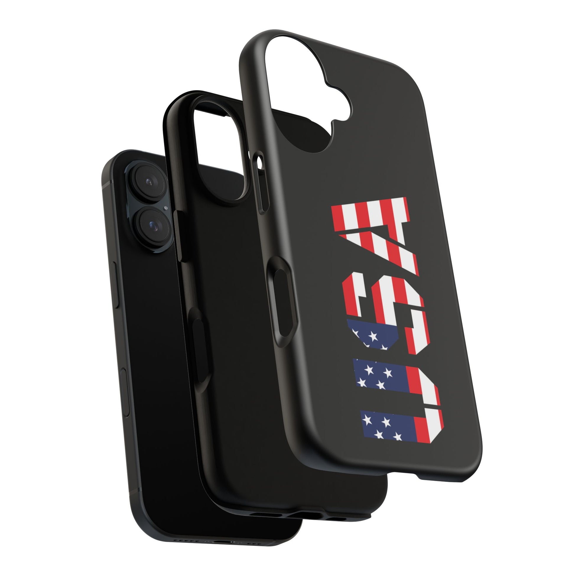 USA Phone Case featuring a patriotic American flag design, durable tough case for iPhone and Android models.