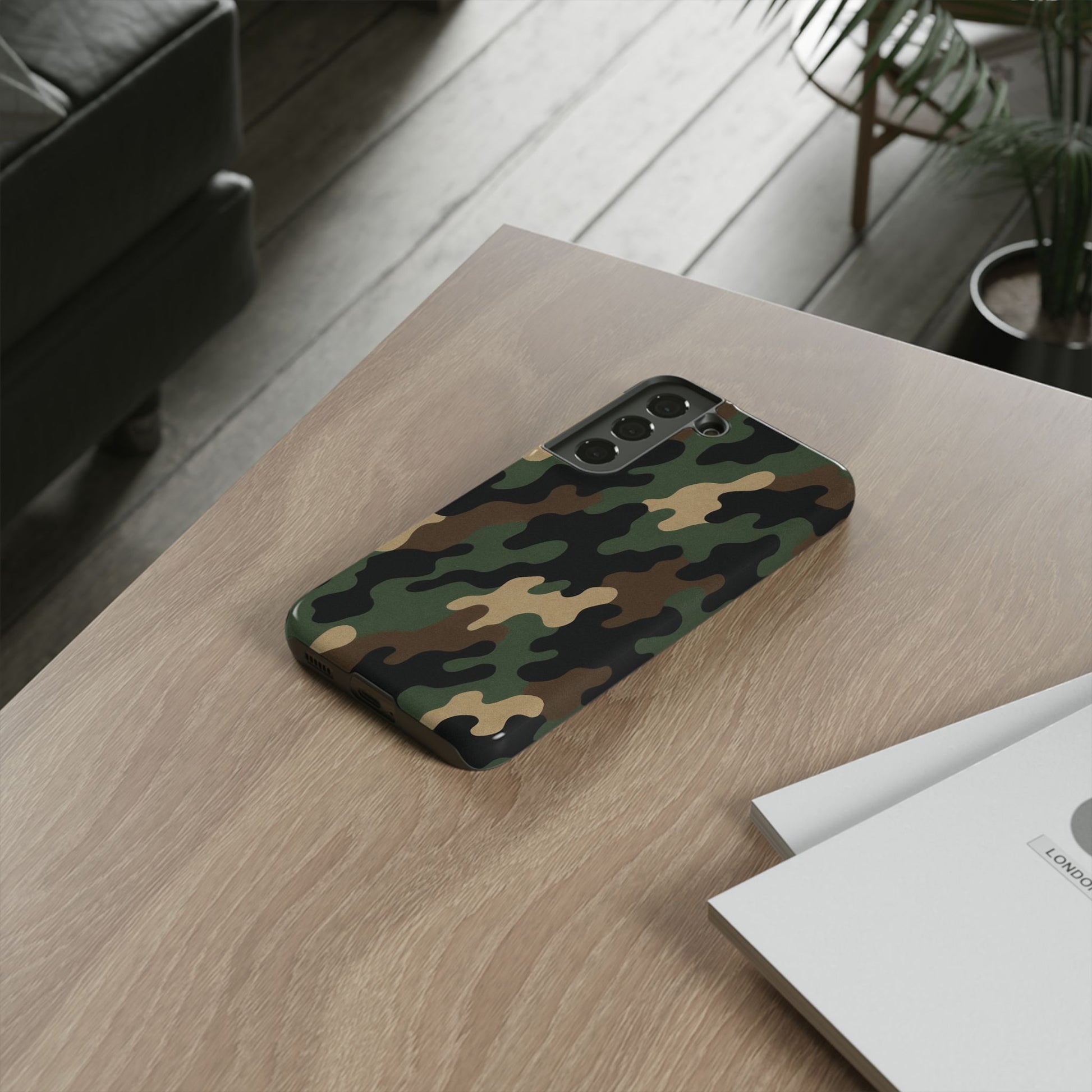 Camouflage tough phone case by Printify, rugged camo protective cover for smartphones with a durable, military-style design.