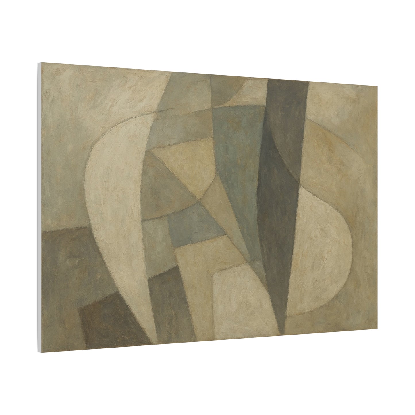 Abstract neutral geometric shapes on matte canvas, modern wall art by Printify featuring minimalist design and neutral tones.