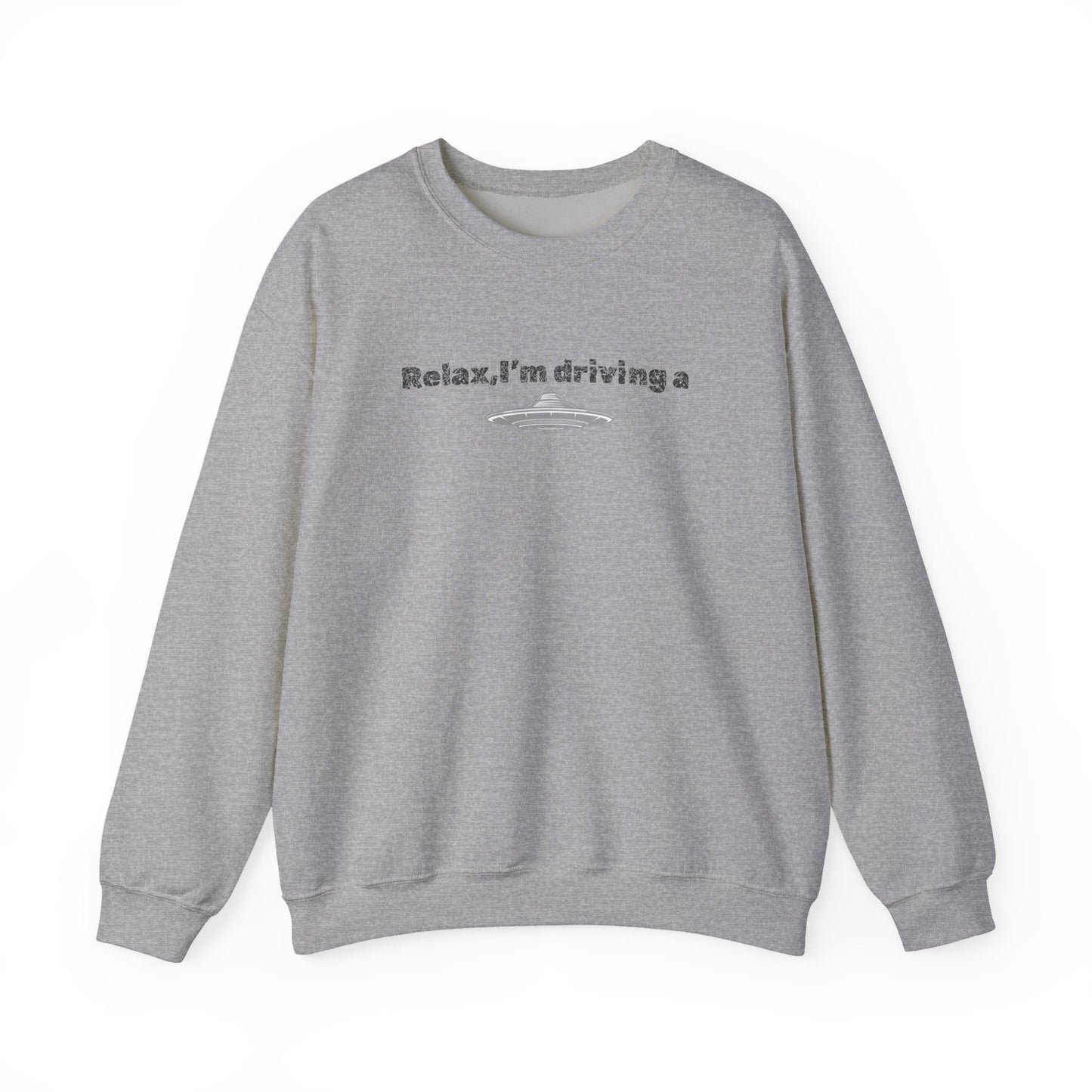 Relaxing UFO Driving Sweatshirt, Funny Gift for UFO Lovers, Unisex Crewneck Pullover, Casual Wear, Space Enthusiast Apparel