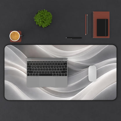 Neutral Abstract Waves Desk Mat | Gray Marble Swirl Surface
