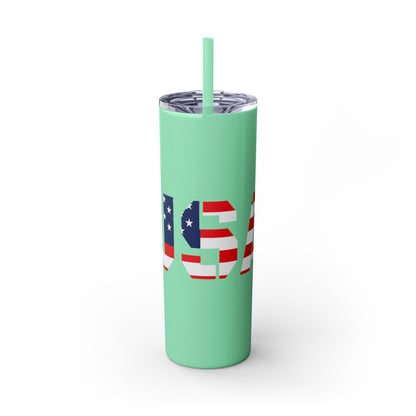 Skinny Tumbler — USA Flag 20oz Straw Tumbler (Patriotic Travel Cup)