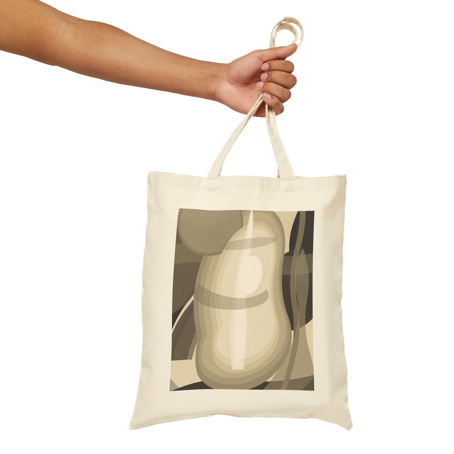 Abstract Pear Still Life Tote Bag | Neutral Geometric Fruit Print