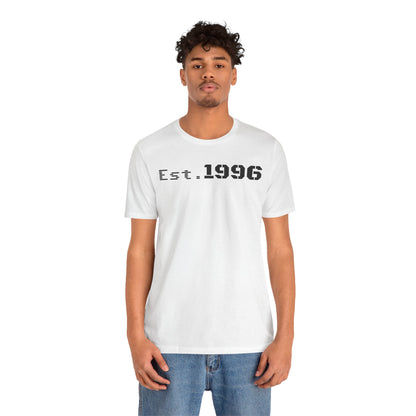 Unisex Jersey Tee - 'Est. 1996' Graphic Shirt, Birthday Gift, Casual Wear, Vintage Style, Retro Fashion, Gift for Him/Her - TRV
