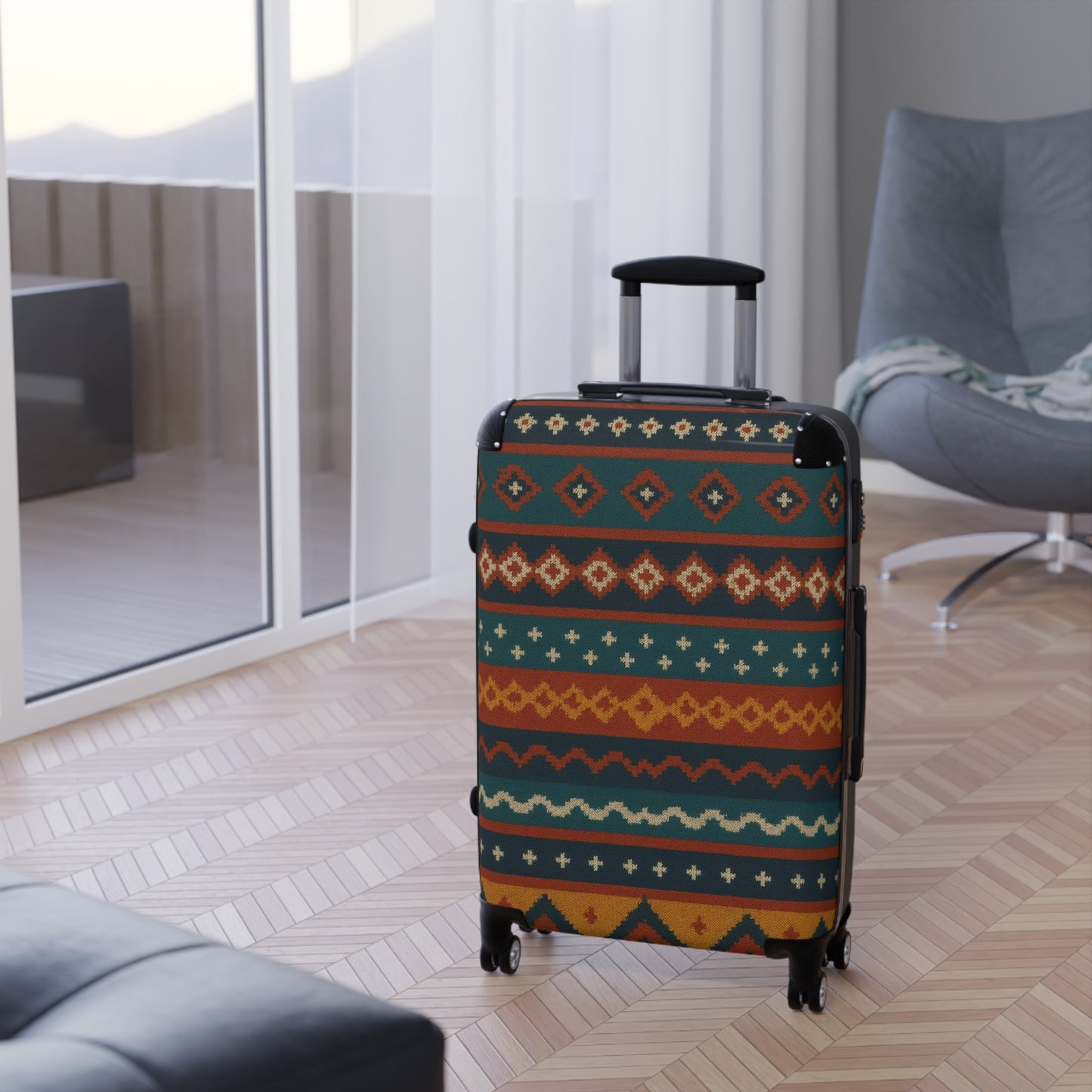 Southwestern Pattern Carry-On Suitcase — Boho Tribal Travel Luggage