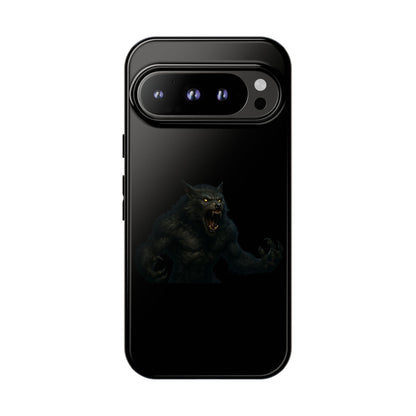 Werewolf phone case with dark monster graphic, tough protective design for smartphone protection and style.