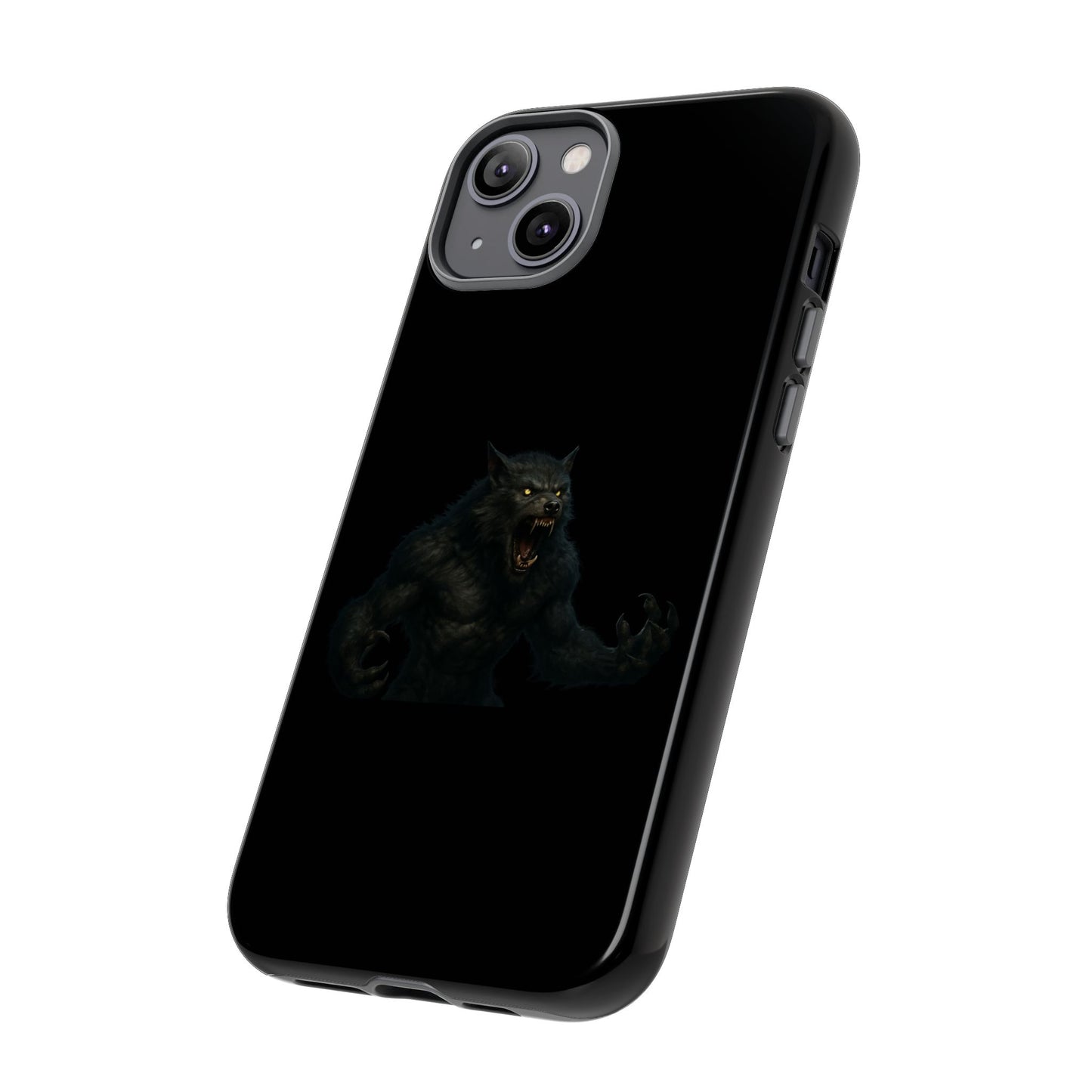 Dark monster graphic werewolf phone case by Printify, tough protective cover with detailed monster illustration for smartphones.