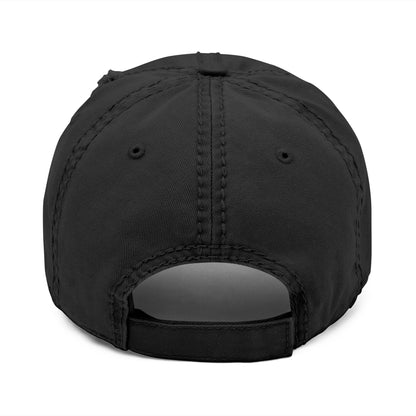 Vintage 2008 distressed dad hat with embroidered design, stylish baseball cap by Printify featuring worn, casual look.