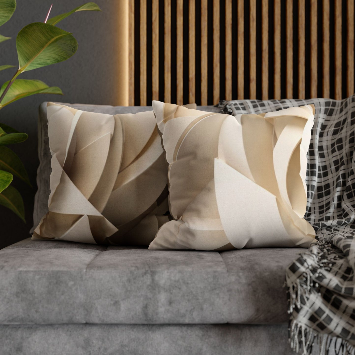 Beige Abstract Paper Swirl Pillowcase Spun Polyester Square Pillowcase