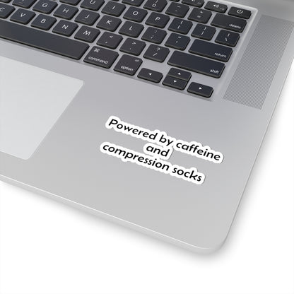 Powered by Caffeine and Compression Socks Sticker | Kiss-Cut Sticker