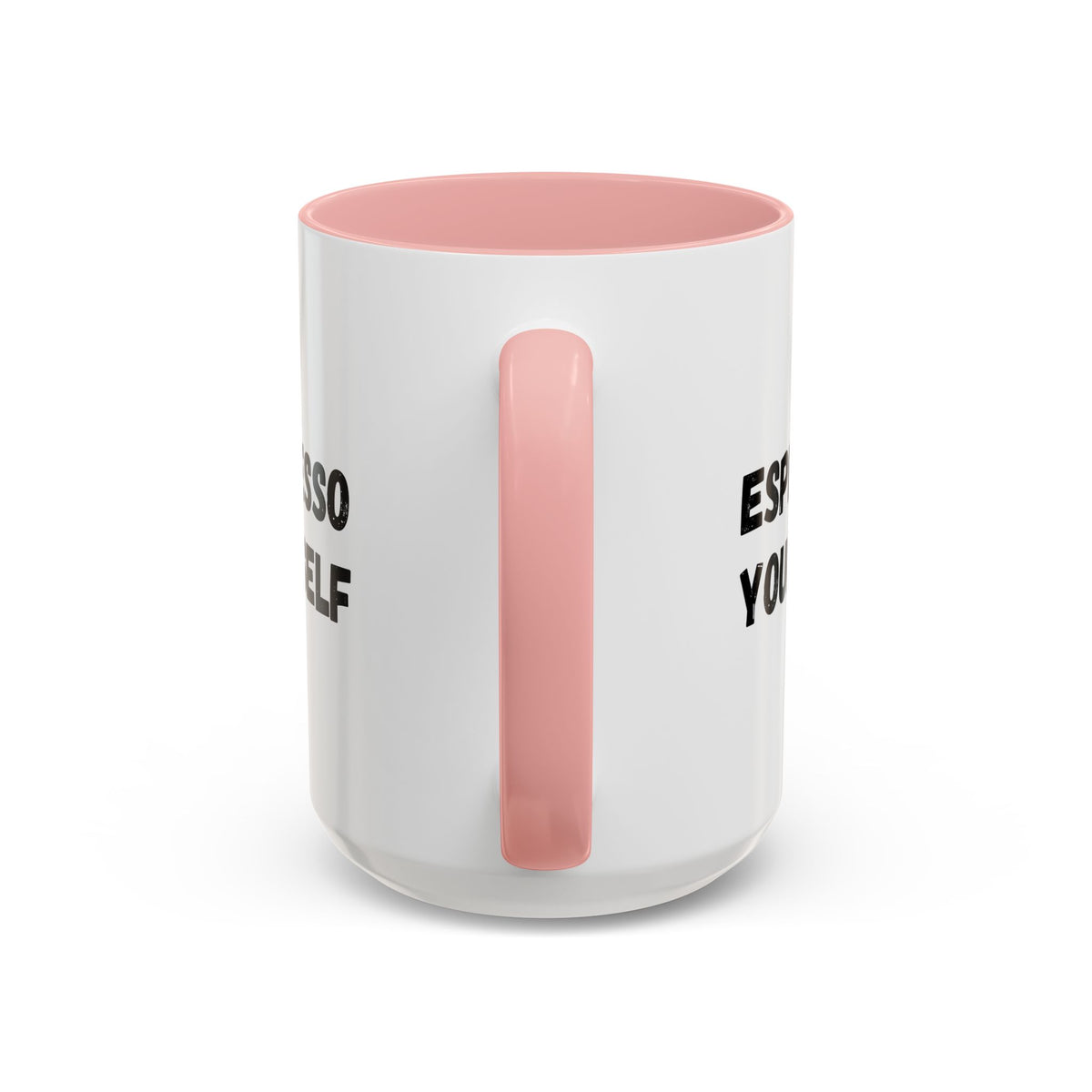 White ceramic espresso mug with "Espresso Yourself" humorous coffee lover quote, 11 oz capacity, by Printify.