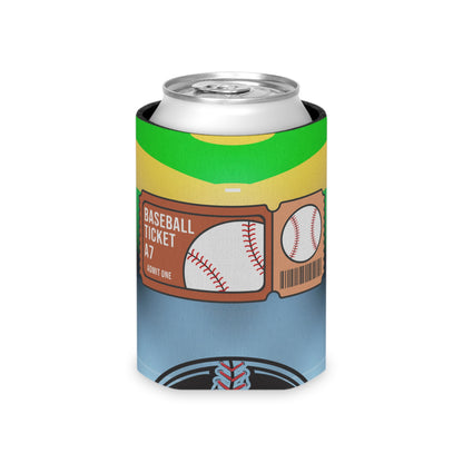 Baseball Ticket Can Cooler, Fun Drink Sleeve for Tailgates, Sports Events, Unique Gift for Fans, Outdoor BBQ, Summer Parties