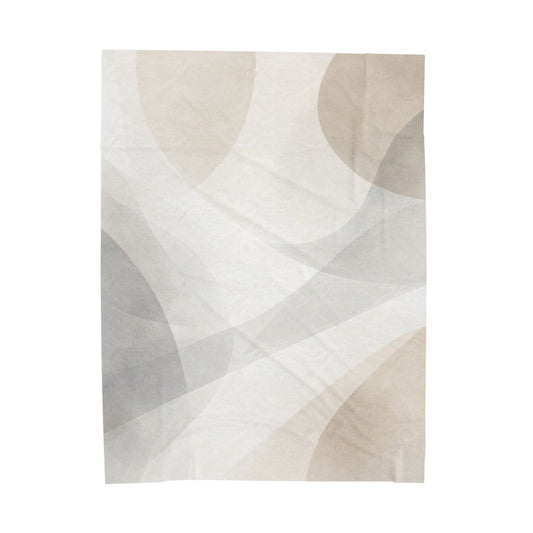 Neutral Abstract Shapes Velveteen Plush Blanket | Minimal Geometric Throw