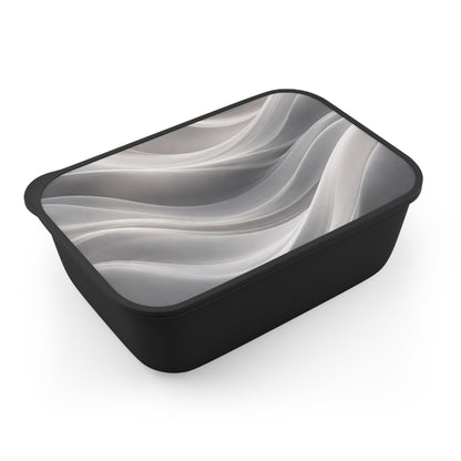 Abstract Grey Marble Waves PLA Bento Box with Band and Utensils | Eco Lunch Container