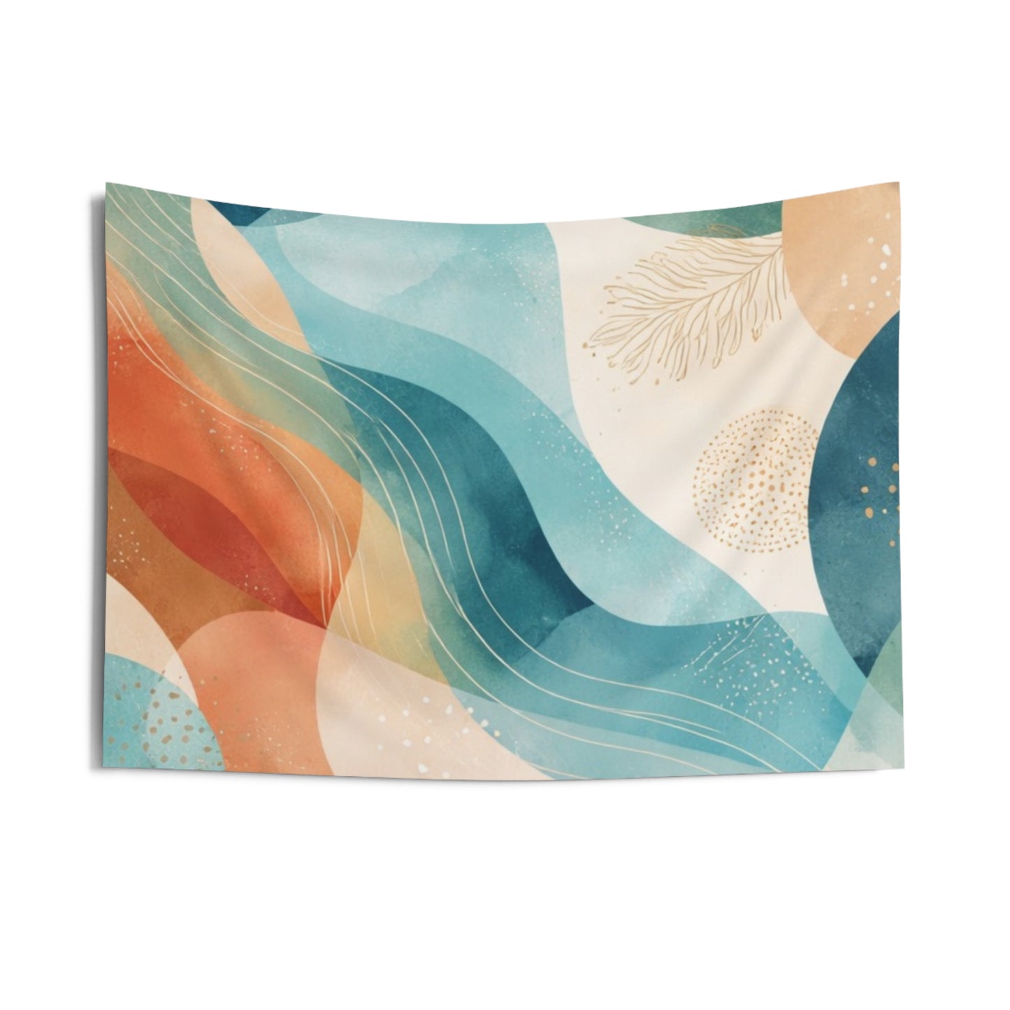 Abstract Ocean Wave Tapestry — Boho Coastal Wall Decor