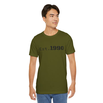 Vintage Est. 1990 T-Shirt by Printify featuring classic design and comfortable cotton fabric.