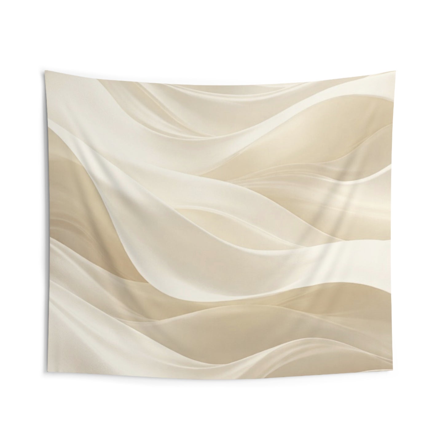 Neutral Wave Abstract Indoor Wall Tapestry | Beige Flowing Fabric Design