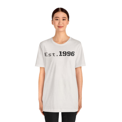Unisex Jersey Tee - 'Est. 1996' Graphic Shirt, Birthday Gift, Casual Wear, Vintage Style, Retro Fashion, Gift for Him/Her - TRV
