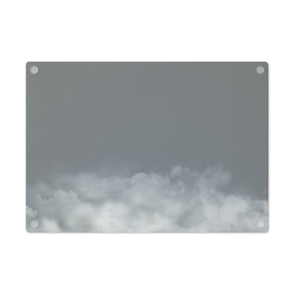 Cloudscape Glass Cutting Board — Moody Mist Kitchen Decor