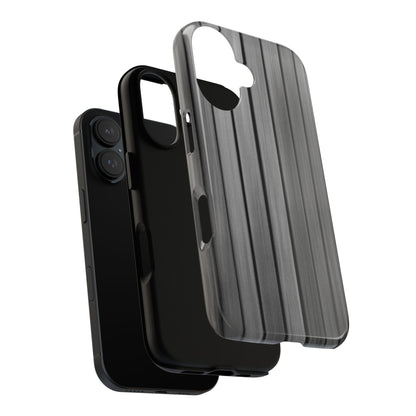 Ribbed metal texture tough protective phone case for iPhone by Printify, featuring a sleek, durable design and precise cutouts.