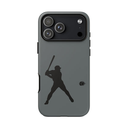 Black iPhone case with a white baseball silhouette design, providing durable protection for sporty, athletic phone users.