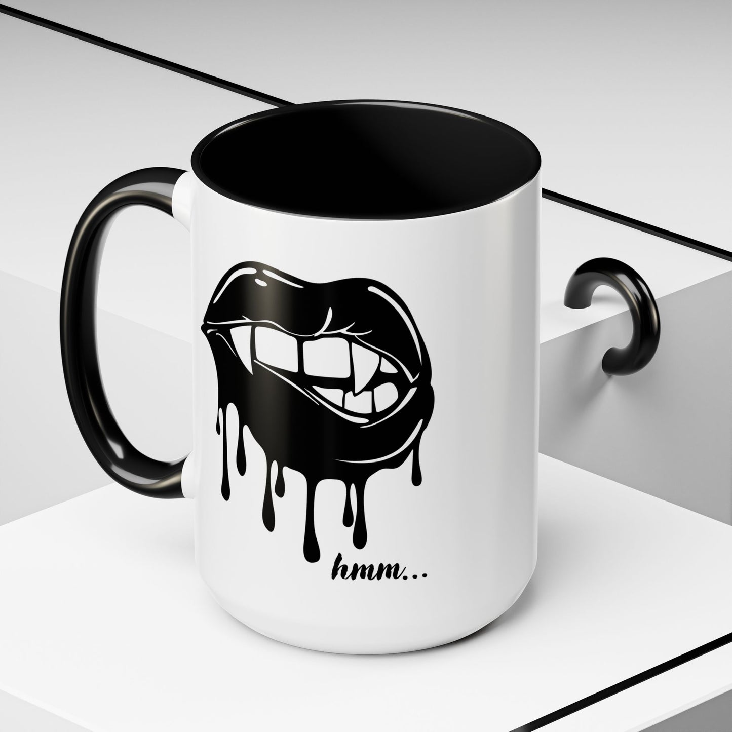 Dripping Lip Coffee Mug – "hmm..." Accent Ceramic Mug (11/15oz)