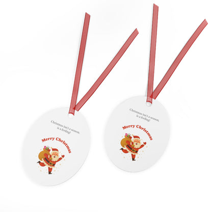 Bell-shaped Santa with sack metal Christmas ornament, holiday decoration featuring festive Santa design by Printify.