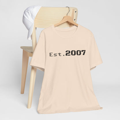 Vintage Printify Est. 2007 T-shirt featuring a classic design with the established year on a comfortable cotton tee.