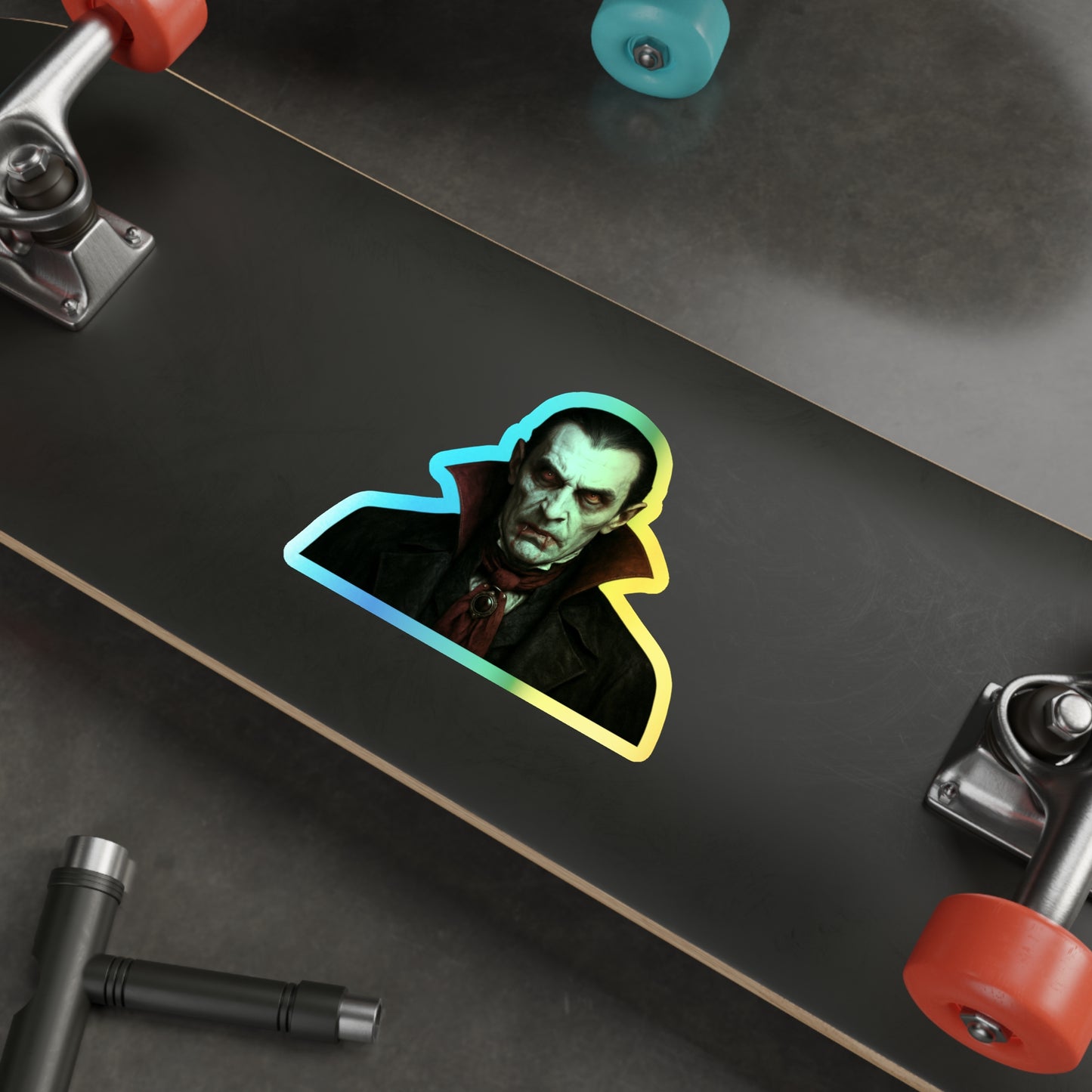 Holographic Dracula Stickers, Die-cut Stickers for Halloween, Skateboard Stickers, Vinyl Stickers, Cool Decorative Stickers
