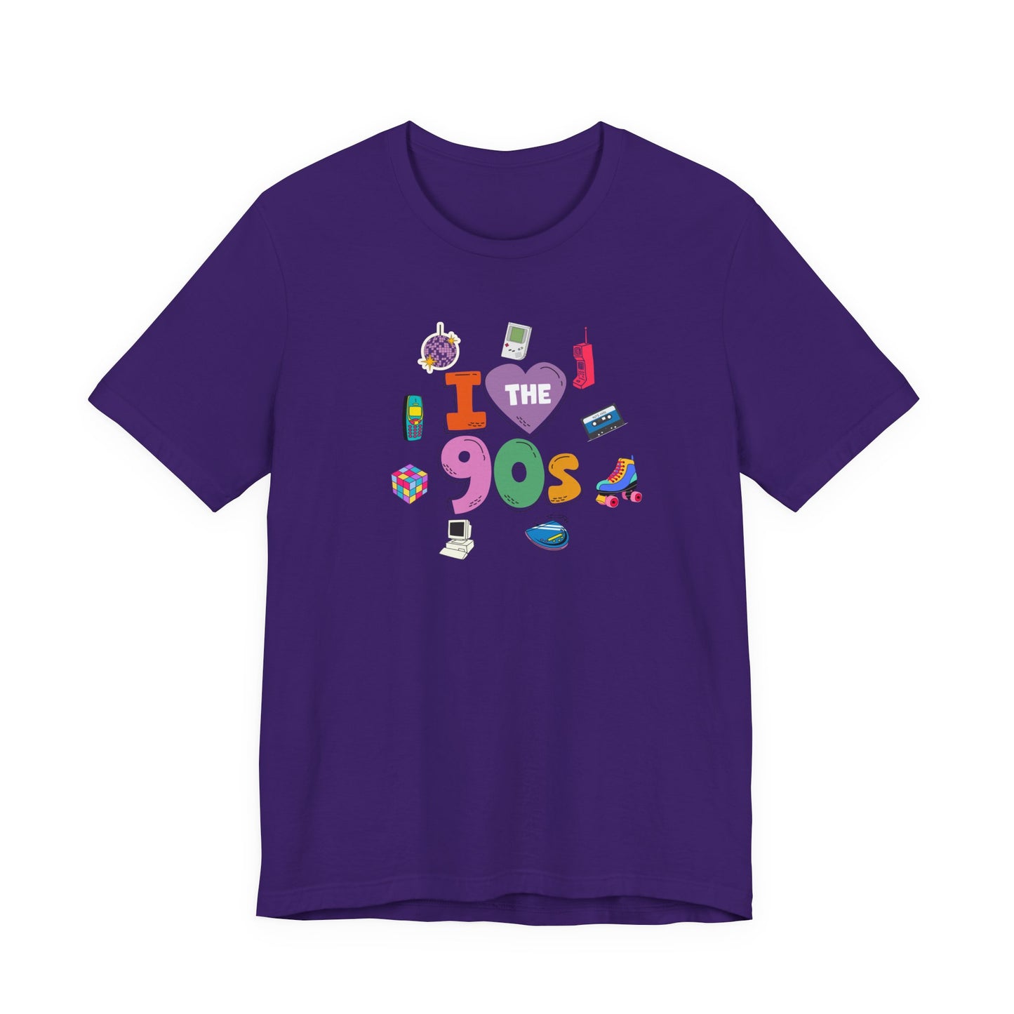 I  Love the 90's Short Sleeve Tee - Retro Graphic Tee, Vintage Style Shirt, Perfect for Casual Outings, 90s Nostalgia Apparel