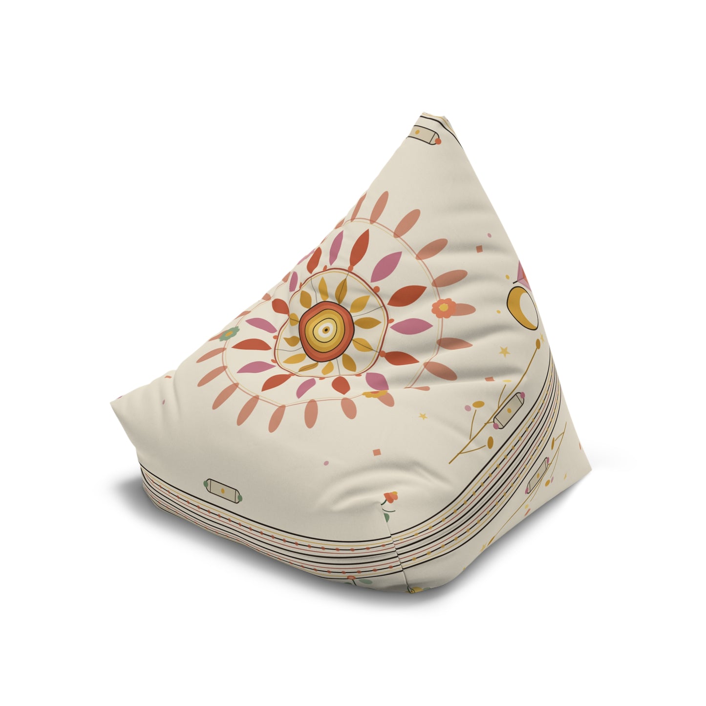 Boho Sunburst Bean Bag Cover — Floral Mandala Pattern