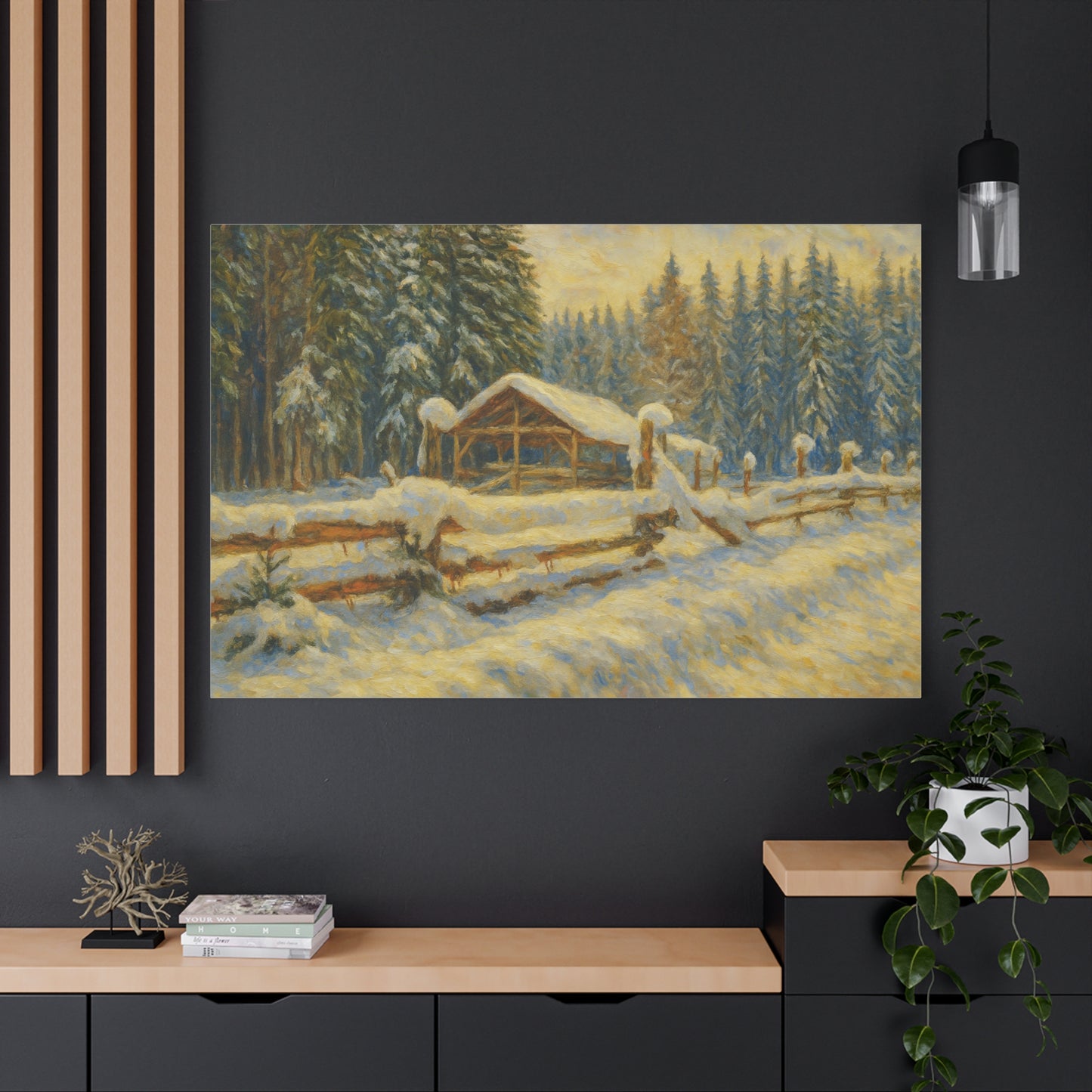 Canvas Wall Art, Winter Landscape Print, Home Decor, Rustic Art, Gift for Nature Lovers, Holiday Decoration - TRV