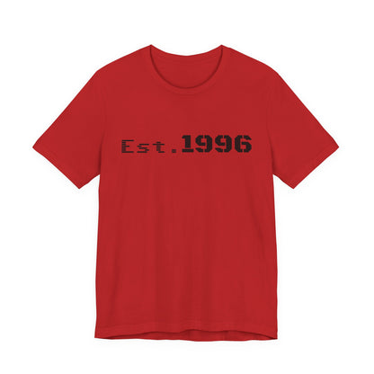 Vintage Est. 1996 T-shirt by Printify featuring a retro design, perfect as a birthday gift for someone born in 1996.