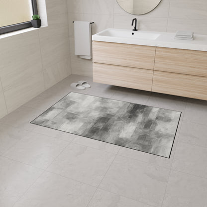 Modern abstract floor mat by Printify, heavy-duty rug for kitchen or entryway with stylish geometric design.