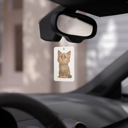 Cute cat-shaped car air freshener accessory by Printify, featuring a playful design for cat lovers.