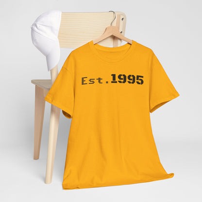 Unisex Heavy Cotton Tee - Est. 1995, Vintage Birthday Gift, Customizable Tee, Retro Unisex Shirt, Casual Everyday Wear