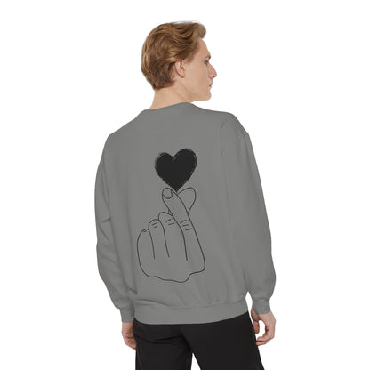Unisex Garment-Dyed Sweatshirt with Heart Design - Cozy & Stylish