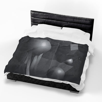 3D Geometric Spheres Velveteen Plush Blanket | Abstract Cube & Sphere Design