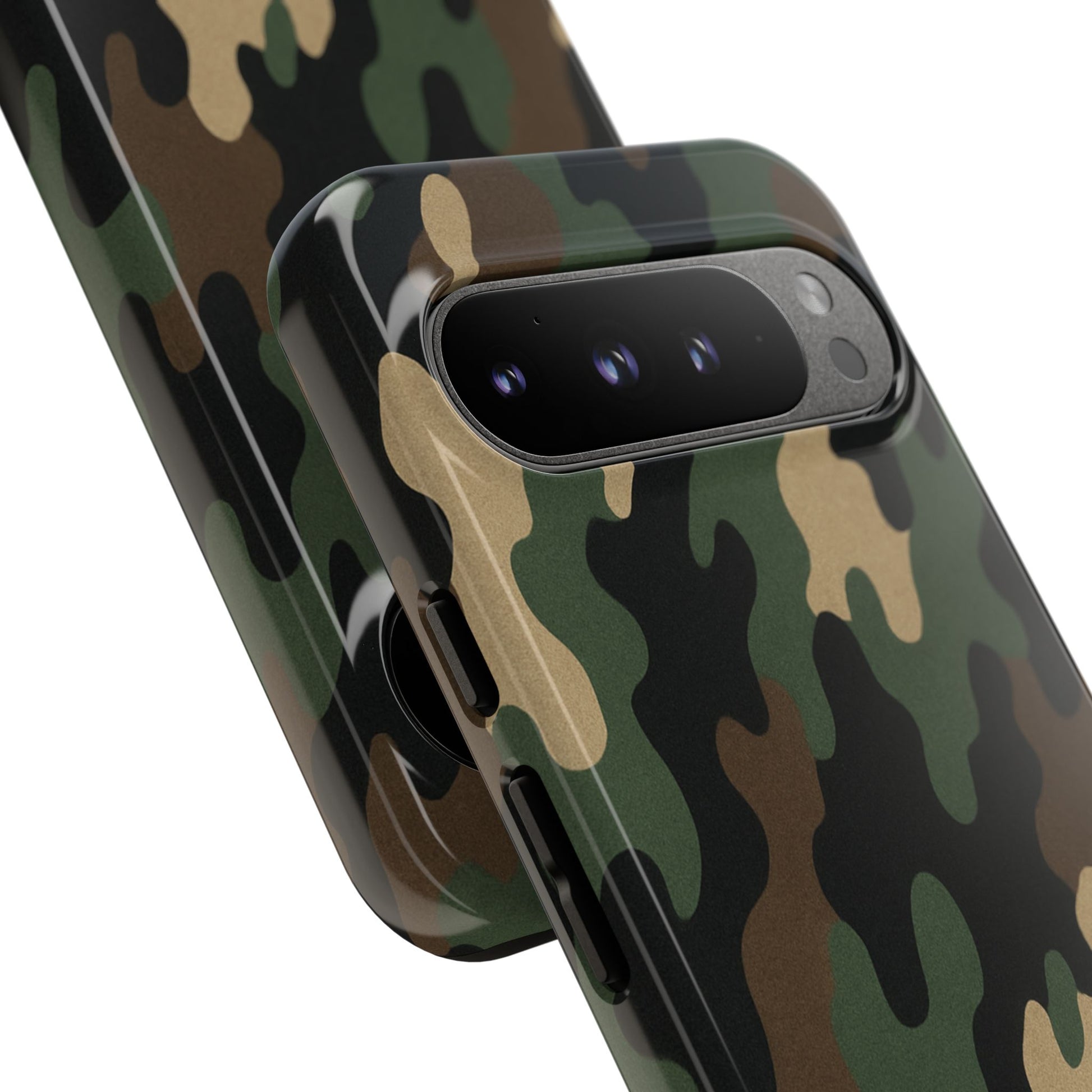 Camouflage tough phone case by Printify with rugged camo design, providing durable protection for smartphones.
