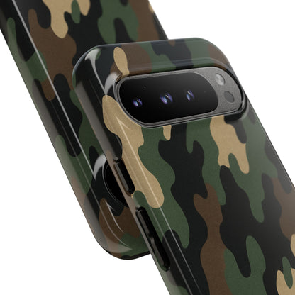 Camouflage tough phone case by Printify with rugged camo design, providing durable protection for smartphones.