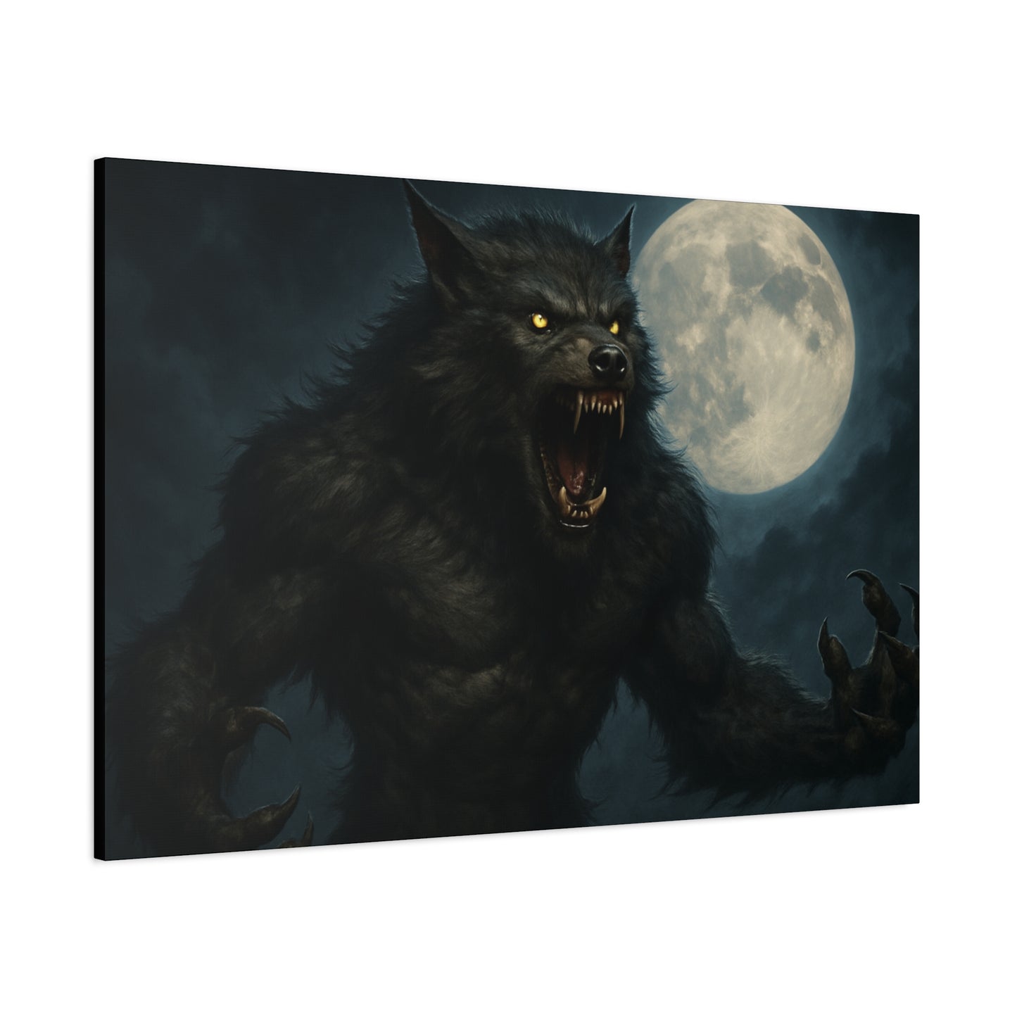 Werewolf Moon Canvas Art | Dark Fantasy Decor for Halloween, Gothic Home, Werewolf Lover Gift, Unique Wall Art, Spooky Decor - TRV