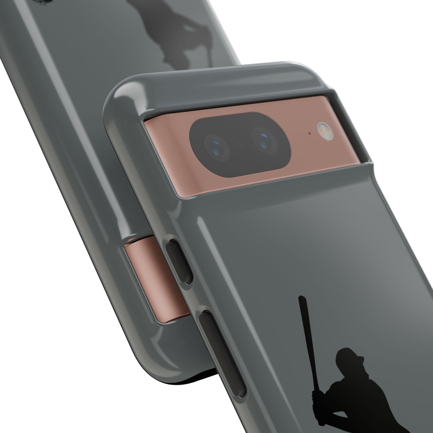 Black baseball silhouette tough phone case for iPhone, protective sporty design by Printify, fits latest models.