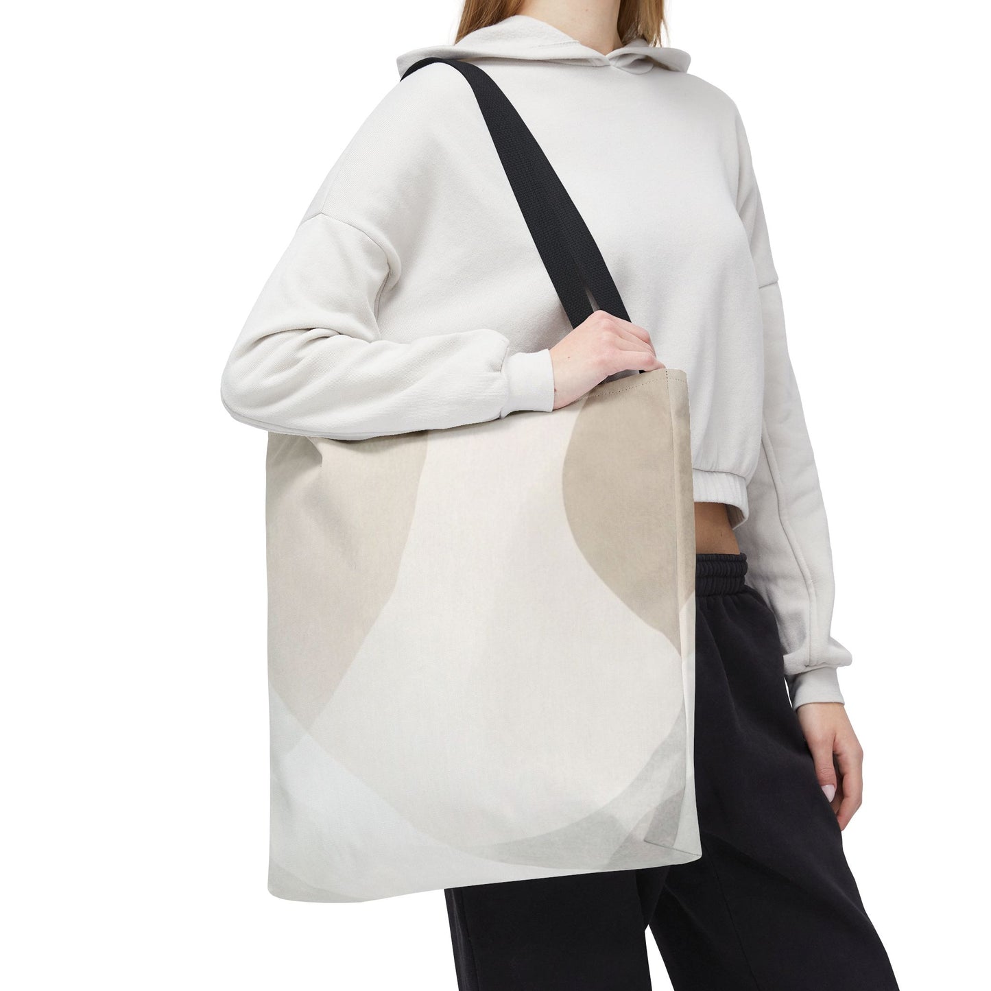 Neutral Abstract Geometric Tote Bag | Minimal Beige Shapes