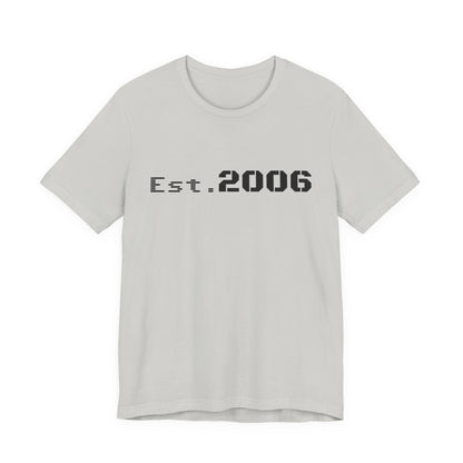 Vintage-style "Established 2006" graphic T-shirt by Printify, featuring bold lettering and a retro birthday design.