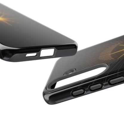 Tough Cases - Radiant Star Phone Case, Protective Black Shockproof Cover with Golden Light Design