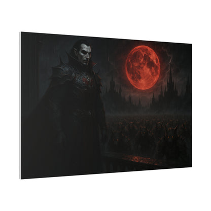 Red moon vampire lord matte canvas print featuring a dark, gothic vampire image on high-quality canvas.