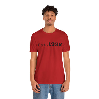 Retro vintage Est. 1992 T-Shirt by Printify featuring classic design and comfortable fabric for a stylish, casual look.
