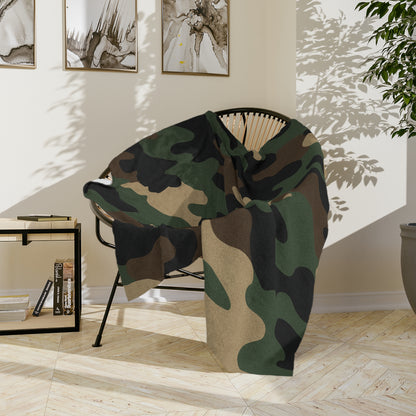 Cozy Camo Velveteen Microfiber Blanket - Soft, Warm, Perfect for Camping, Outdoors, Military Theme, Home Decor, Gift Idea - TRV