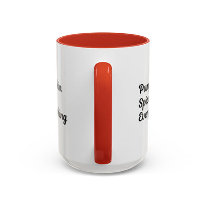 Pumpkin Spice Everything accent coffee mug by Printify, fall seasonal 11oz ceramic coffee cup with pumpkin design.