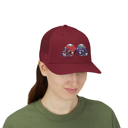 Sporty Snapback Trucker Cap with Football Helmets, Baseball Cap, Outdoor Activity Hat, Gift for Sports Fans, Team Spirit Wear - TRV